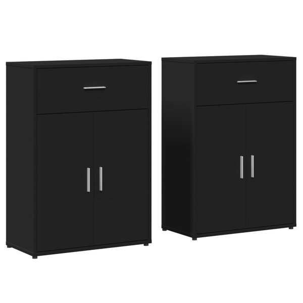 vidaXL Buffets 2 Pièces noir 60x30x84 cm bois d'ingénierie