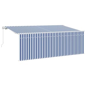 vidaXL Auvent Rétractable Bleu et blanc 350 x 200 cm Tissu et métal