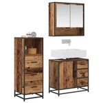 vidaXL Ensemble de mobilier de salle de bain 3 Pièces Bois Ancien