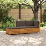 vidaXL Ensemble de canapés d'extérieur avec coussin 3 Pièce Marron
