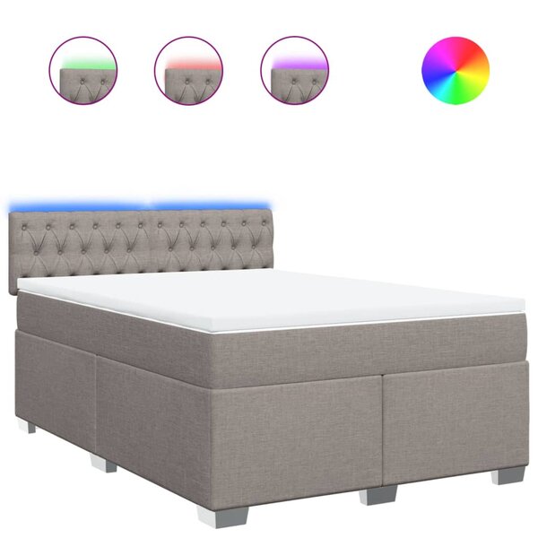 vidaXL Sommier à lattes de lit avec matelas Taupe 140x200 cm Tissu