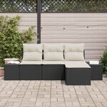 vidaXL Ensemble de canapé de jardin avec coussin 4 Pièces Noir polyrotin