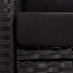vidaXL Canapé 2 places de jardin et coussins Noir 124cm Résine tressée