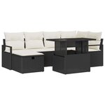vidaXL Ensemble de canapé de jardin avec coussin 7 Pièces Noir Poly rotin