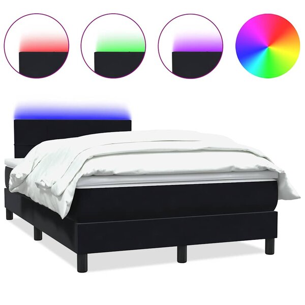 vidaXL Sommier à lattes de lit avec matelas et LED noir 120x210 cm velours
