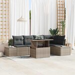 vidaXL Ensemble de canapé de jardin avec coussin 6 Pièces Gris Poly rotin