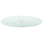 vidaXL Dessus de table blanc Ø80x1 cm verre trempé avec design marbre