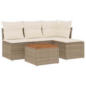 vidaXL Salon de jardin avec coussins 5 Pièces beige résine tressée