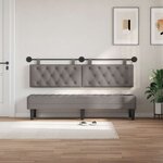vidaXL Tête de lit suspendue Avec lumière LED Taupe Tissu