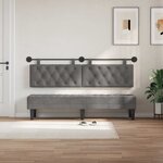 vidaXL Tête de lit suspendue Avec lumière LED Gris foncé Velours