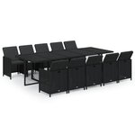 vidaXL Ensemble à dîner de jardin coussins 11 Pièces Résine tressée Noir