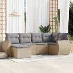 vidaXL Salon de jardin avec coussins 6 Pièces beige résine tressée