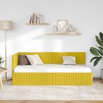 vidaXL Cadre de lit d'angle Jaune 90 cm x 200 cm Velours