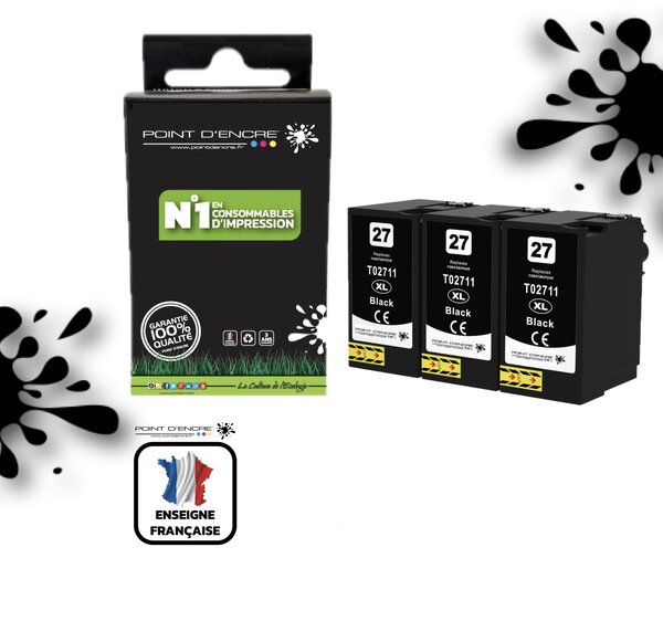 27XL - Réveil - 3 X NOIR - Grande capacité