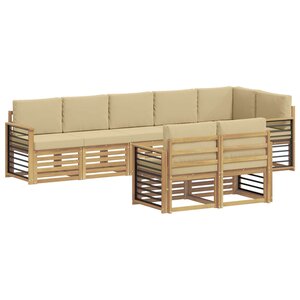 vidaXL Ensemble de canapés d'extérieur 8 Pièces Blanc et Beige