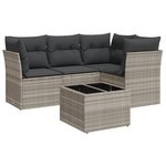 vidaXL Salon de jardin 5 Pièces avec coussins gris clair résine tressée