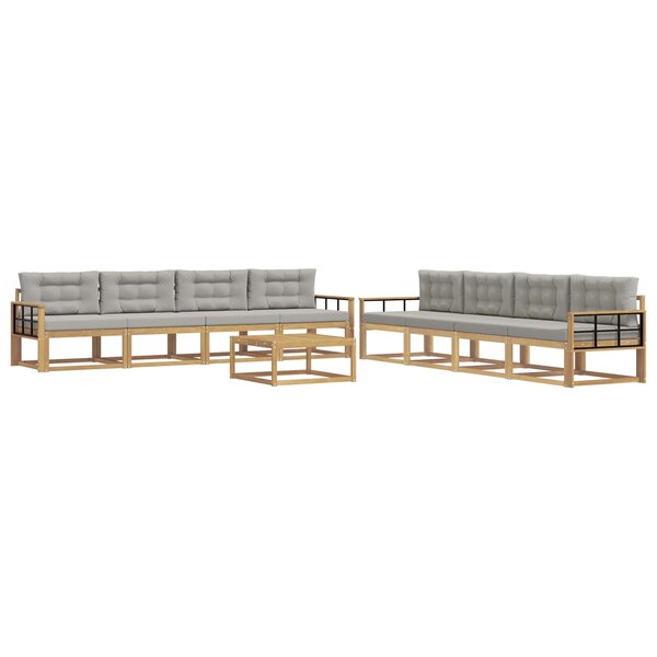 vidaXL Ensemble de canapés d'extérieur 9 Pièces Blanc et gris clair