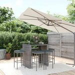vidaXL Ensemble de bar de jardin 7 Pièces avec coussins gris poly rotin