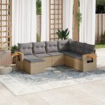 vidaXL Salon de jardin avec coussins 7 Pièces beige résine tressée