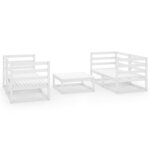 vidaXL Salon de jardin 5 Pièces Blanc Bois de pin massif