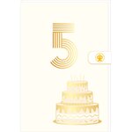 Carte D'anniversaire 5 Ans En Or - Blanc - A Message - Pour Enfant Garçon Fille - Gâteaux - 11 5 X 17 Cm - Draeger paris