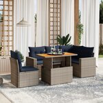 vidaXL Salon de jardin 6 Pièces avec coussins gris résine tressée