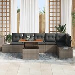 vidaXL Ensemble de canapé de jardin 7 Pièces Gris Poly rotin