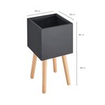 Pot carré sur pieds en bois - 30 x 30 x 50 cm - Pieds: 40 cm - Noir