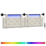 vidaXL Tête de lit suspendue Avec lumière LED Crème Velours