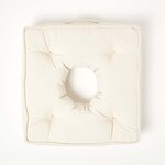 Coussin bouée en velours de coton - Beige - HOMESCAPES