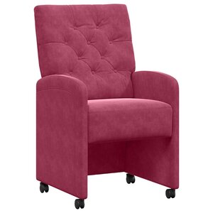 vidaXL Chaises de Salle à Manger avec Roues 2 pc Velours Bordeaux