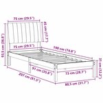 vidaXL Cadre de lit avec tête de lit Marron 75 x 190 cm Pin massif