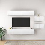 vidaXL Meubles TV 8 Pièces Blanc brillant Aggloméré