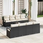 vidaXL Ensemble de canapé de jardin avec coussin 9 Pièces Noir et Crème