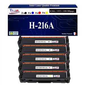 T3AZUR -5x Toners compatibles avec HP W2410A W2411A W2412A W2413A (216A) pour HP Color LaserJet Pro MFP M182n M183fw