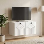 vidaXL Meuble TV mural Montage mural Blanc brillant 59 5 x 31 x 30 cm