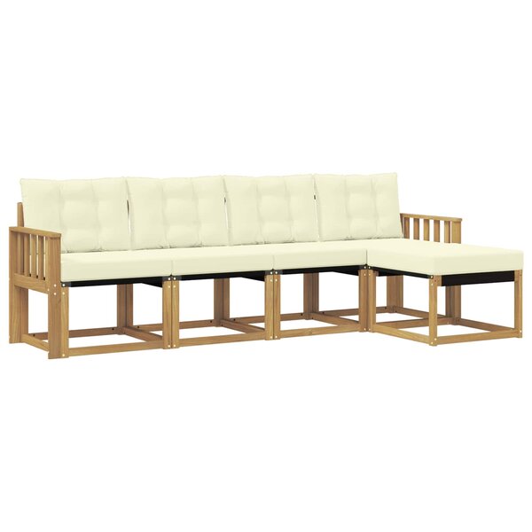 vidaXL Ensemble de canapés d'extérieur 5 pc Blanc et crème