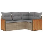 vidaXL Salon de jardin avec coussins 4 Pièces beige résine tressée