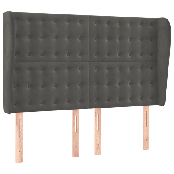 vidaXL Tête de lit avec oreilles Gris foncé 147x23x118/128 cm Velours
