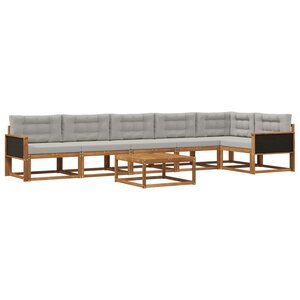 vidaXL Ensemble de canapés d'extérieur 7 Pièces Naturel et Gris clair
