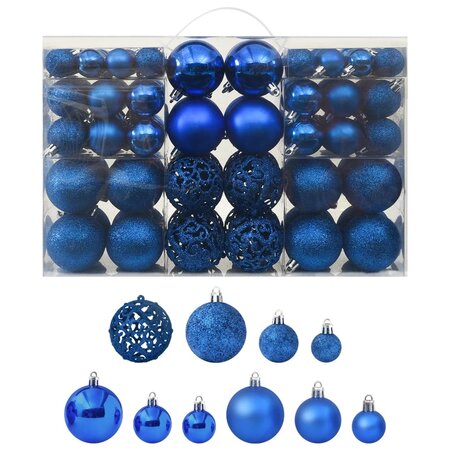 vidaXL Ensemble de boules de Noël 100 Pièces Bleu
