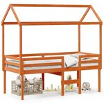 vidaXL Lit haut avec toit cire marron 80x200 cm bois de pin massif