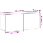 vidaXL Meuble TV mural vieux bois 100x30x41 cm
