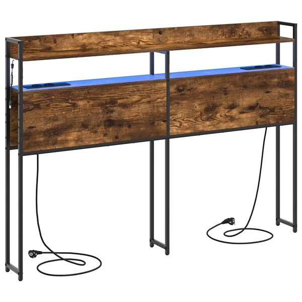 vidaXL Tête de lit de rangement Chêne fumé 140 5 x 15 x 98 cm