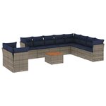 vidaXL Salon de jardin 11 Pièces avec coussins gris résine tressée