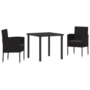 vidaXL Ensemble de salle à manger pour jardin 3 Pièces Noir polyrotin