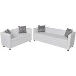 vidaXL Jeu de canapé à 2 places et à 3 places Cuir synthétique Blanc