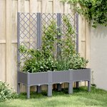 vidaXL Jardinière avec treillis gris 120x40x142 cm PP