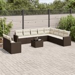 vidaXL Salon de jardin et coussins 11 Pièces marron résine tressée