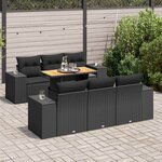 vidaXL Salon de jardin 7 Pièces avec coussins noir résine tressée